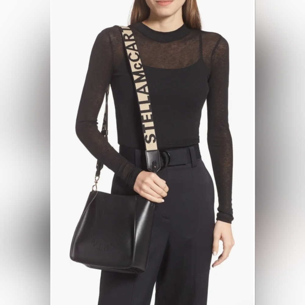 ⭐️Stella McCartney Black Logo Crossbody Bag with Golden Accents MSRP: $995